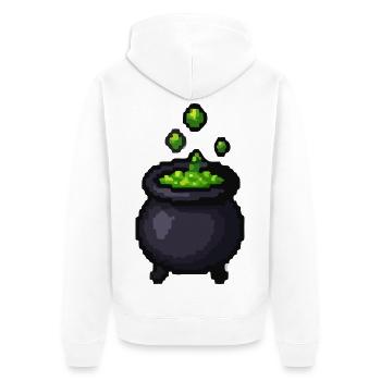 Grüner Zauberbottich - Unisex Premium Bio Zip Hoodie - Weiß - Hinten - Thijin (182cm)