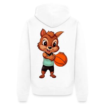 Basketballer Eichhörnchen - Unisex Premium Bio Zip Hoodie - Weiß - Hinten - Thijin (182cm)