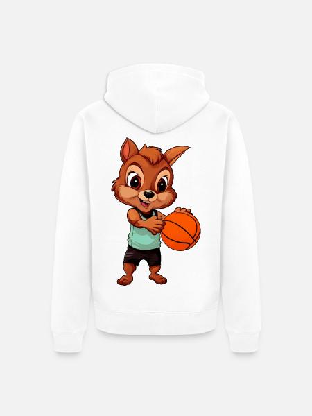 Basketballer Eichhörnchen - Unisex Premium Bio Zip Hoodie - Weiß
