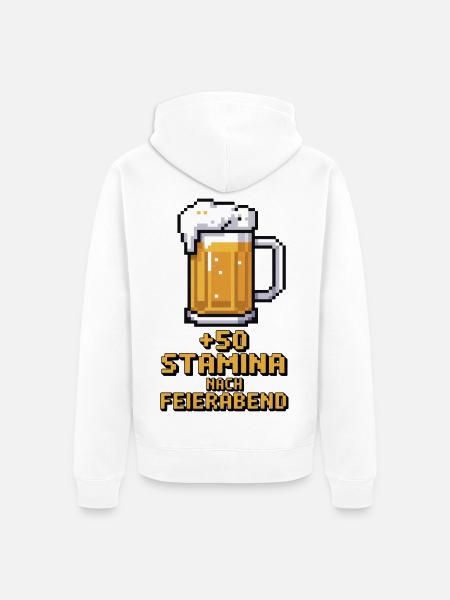 Pixelbier Feierabend Stamina - Unisex Premium Bio Zip Hoodie - Weiß