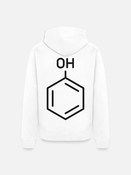 Phenol-Molekül-Linien-Symbol - Unisex Premium Bio Zip Hoodie - Weiß