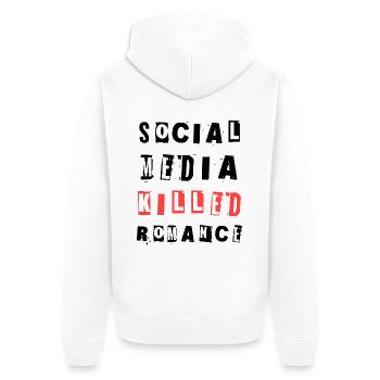 Social Media Killed Romance Soziales Statement - Unisex Premium Bio Zip Hoodie - Weiß - Hinten - Thijin (182cm)