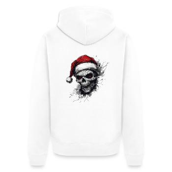 Schädel mit Weihnachtsmütze - Unisex Premium Bio Zip Hoodie - Weiß - Hinten - Thijin (182cm)