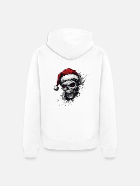 Skull with Santa hat - Unisex Premium Organic Zip Hoodie - white