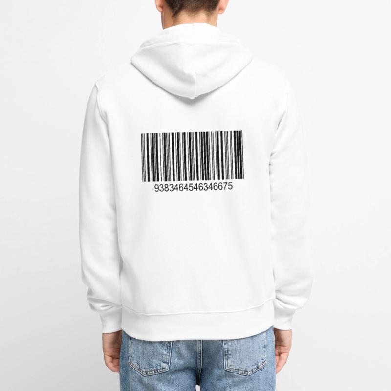 Barcode / Strichcode in Schwarz mit Zahlen Unisex Premium Bio Zip Hoodie