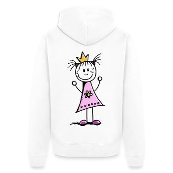 Lustige Prinzessin mit Krone und rosa Kleid - Unisex Premium Bio Zip Hoodie - Weiß - Hinten - Thijin (182cm)