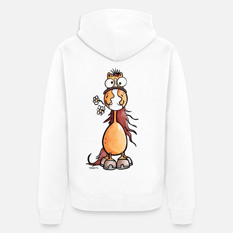 Da steht ein Pferdchen - Unisex Premium Bio Zip Hoodie - Weiß