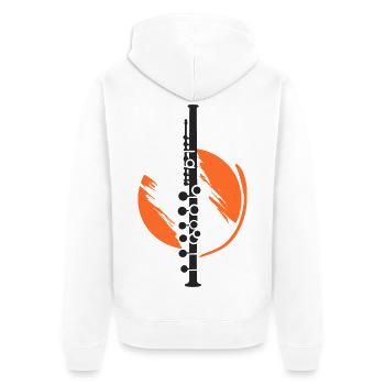 Dessin de flûte traversière - Veste à capuche bio Premium Unisexe - blanc - Dos - Thijin (182cm)