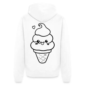 Crème glacée style bande dessinée - Veste à capuche bio Premium Unisexe - blanc - Dos - Thijin (182cm)