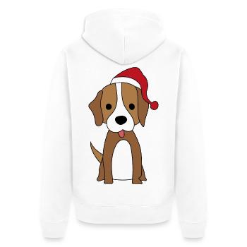 Hunde und Weihnachten - Unisex Premium Bio Zip Hoodie - Weiß - Hinten - Thijin (182cm)