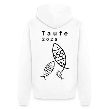 Baptême 2025 3 Poissons Croix Minimaliste - Veste à capuche bio Premium Unisexe - blanc - Dos - Thijin (182cm)