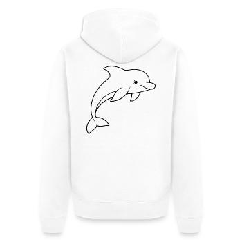 Dauphin minimaliste - Veste à capuche bio Premium Unisexe - blanc - Dos - Thijin (182cm)