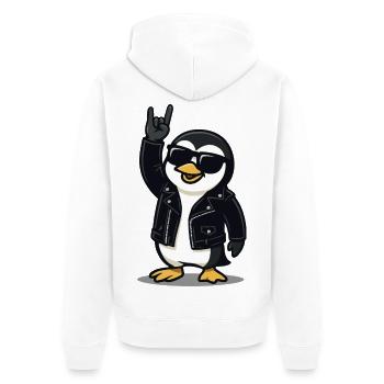 Pingouin Rock’n’Roll - Veste à capuche bio Premium Unisexe - blanc - Dos - Thijin (182cm)
