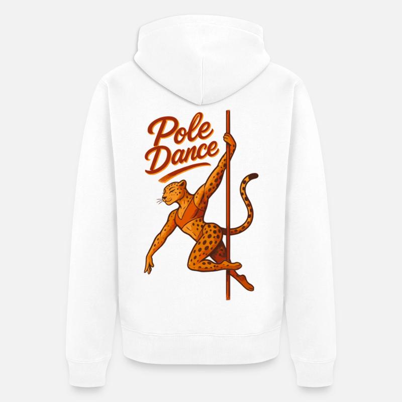 Pole Dance Leopardin Poledancerin Geschenk - Unisex Premium Bio Zip Hoodie - Weiß