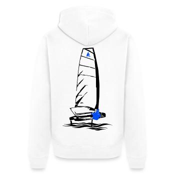 Foiling Moth Segelboot Foilsegeln Segeljolle Motte - Unisex Premium Bio Zip Hoodie - Weiß - Hinten - Thijin (182cm)