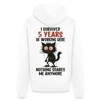 5 Year Company Anniversary Service Anniversary Work - Unisex Premium Organic Zip Hoodie - white - Back - Thijin (182cm)
