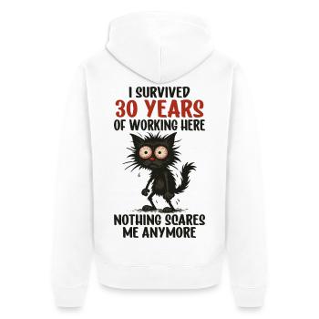 30 Year Company Anniversary Service Anniversary Work - Unisex Premium Organic Zip Hoodie - white - Back - Thijin (182cm)