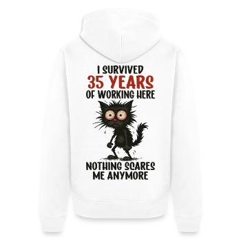 35th Anniversary of the Company Service Anniversary of Work - Unisex Premium Organic Zip Hoodie - white - Back - Thijin (182cm)