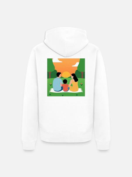 Sonnenuntergang mit der Familie - Unisex Premium Bio Zip Hoodie - Weiß