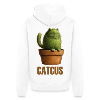 Catcus – Prickly Cat Cactus Love - Unisex Premium Organic Zip Hoodie - white - Back - Thijin (182cm)