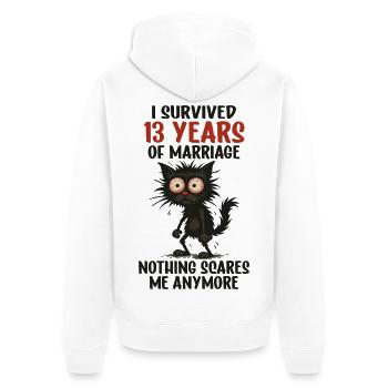 13.Hochzeitstag Geschenk Mann Frau Ehemann Ehefrau - Unisex Premium Bio Zip Hoodie - Weiß - Hinten - Thijin (182cm)