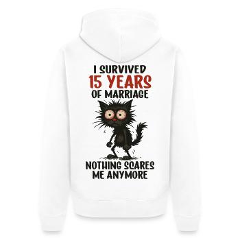 15 Wedding Anniversary Gift Husband Husband Wife - Unisex Premium Organic Zip Hoodie - white - Back - Thijin (182cm)