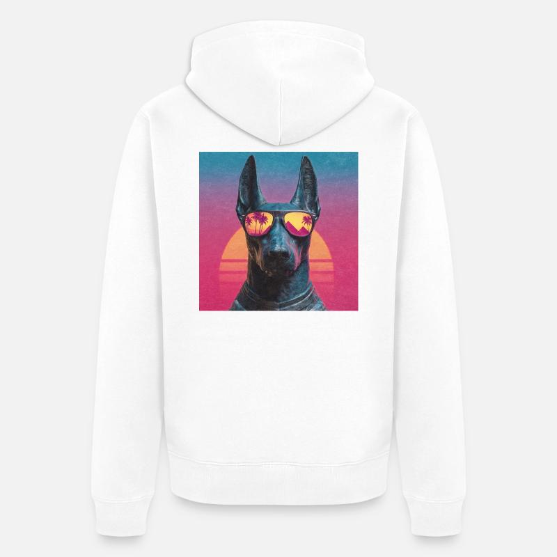 Anubis Synthwave - Dieu en vacances - Veste à capuche bio Premium Unisexe - blanc