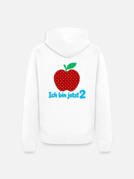 Ich bin jetzt 2 mit Apfelmotiv - Unisex Premium Bio Zip Hoodie - Weiß