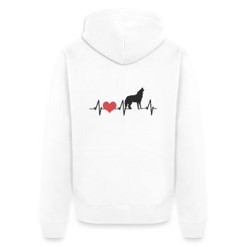 Amour Loups coeur battement wolf cadeau - Veste à capuche bio Premium Unisexe - blanc - Dos - Thijin (182cm)