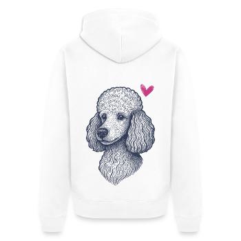 Pudel – Elegant, Klug & Voller Charme - Unisex Premium Bio Zip Hoodie - Weiß - Hinten - Thijin (182cm)