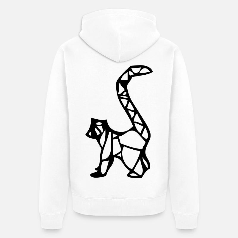 Singe Lémurien en origami - Veste à capuche bio Premium Unisexe - blanc