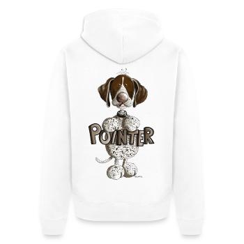 Happy German Shorthaired Pointer - Unisex Premium Organic Zip Hoodie - white - Back - Thijin (182cm)