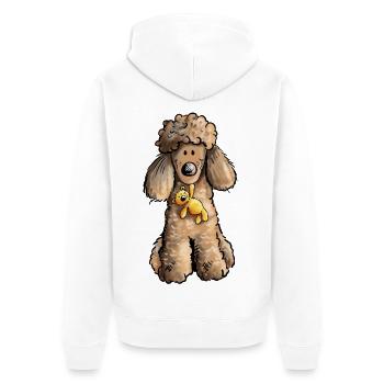 Pudel mit Teddy - Unisex Premium Bio Zip Hoodie - Weiß - Hinten - Thijin (182cm)