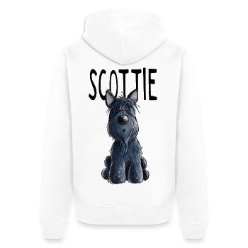 Niedlicher Scottie - Scottish Terrier - Geschenk - Unisex Premium Bio Zip Hoodie - Weiß - Hinten - Thijin (182cm)