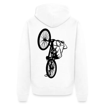 BMX Fahrer Skizze - Unisex Premium Bio Zip Hoodie - Weiß - Hinten - Thijin (182cm)