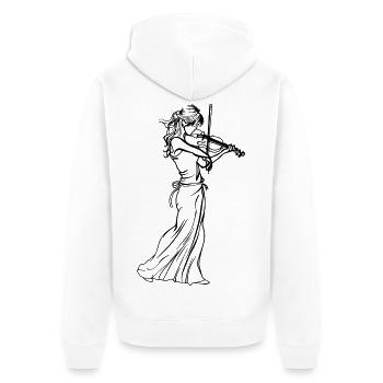 Geigenmädchen Skizze - Unisex Premium Bio Zip Hoodie - Weiß - Hinten - Thijin (182cm)