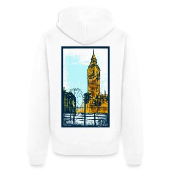 Big Ben Illustration Poster – London, Modern Art - Unisex Premium Organic Zip Hoodie - white - Back - Thijin (182cm)