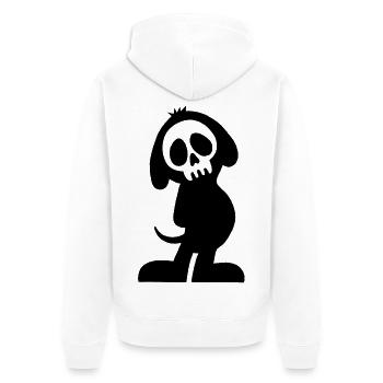Black Dog Skull and Silhouette - Unisex Premium Organic Zip Hoodie - white - Back - Thijin (182cm)