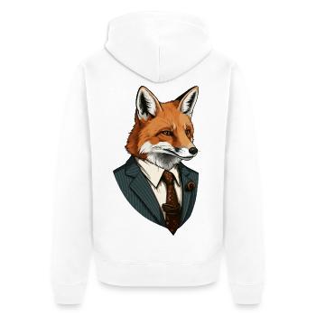 Fuchs im Anzug - Unisex Premium Bio Zip Hoodie - Weiß - Hinten - Thijin (182cm)