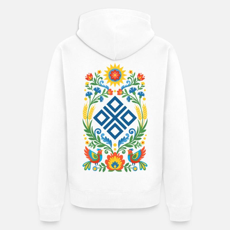 Ornement populaire de Mokosz - Veste à capuche bio Premium Unisexe - blanc