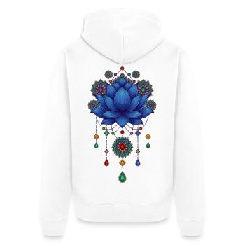Méditation de spiritualité Fleur de lotus Symbole zen - Veste à capuche bio Premium Unisexe - blanc - Dos - Thijin (182cm)