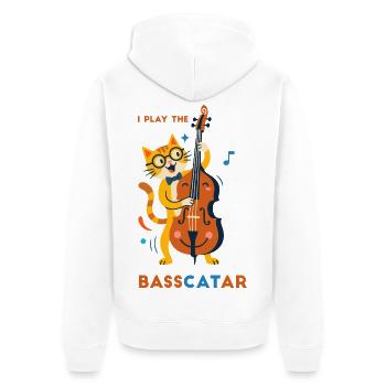 Bass Cat Symphony - Unisex Premium Organic Zip Hoodie - white - Back - Thijin (182cm)