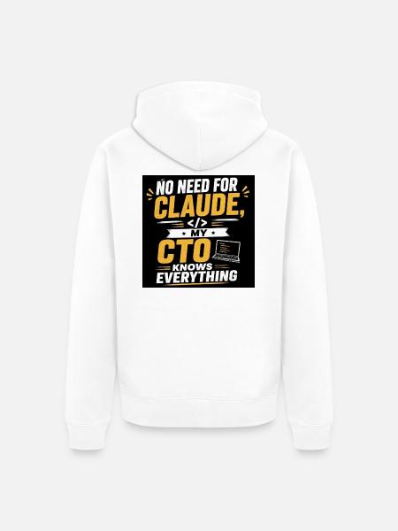 Claude und CTO in Begleitung - Unisex Premium Bio Zip Hoodie - Weiß
