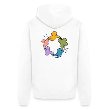 Verschieden, zusammen – Inklusion, Respekt und Nein zum Bu - Unisex Premium Bio Zip Hoodie - Weiß - Hinten - Thijin (182cm)