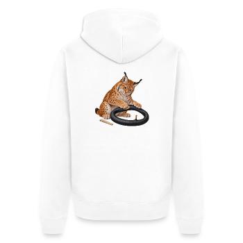 Luchs flickt einen Fahrradschlauch - Unisex Premium Bio Zip Hoodie - Weiß - Hinten - Thijin (182cm)