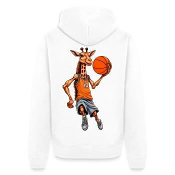 Giraffe Basketball - Unisex Premium Bio Zip Hoodie - Weiß - Hinten - Thijin (182cm)