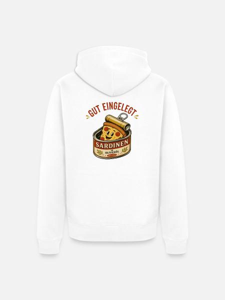 Pizza in Sardinen-Dose - Unisex Premium Bio Zip Hoodie - Weiß