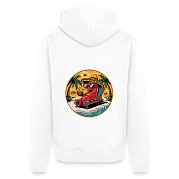 Ambiance estivale ensoleillée Drôle de crabe sur la plage - Veste à capuche bio Premium Unisexe - blanc - Dos - Thijin (182cm)