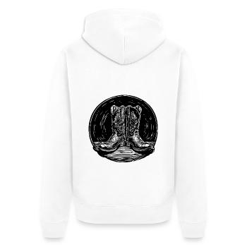 Stetson und Boots Western Country Line Dance - Unisex Premium Bio Zip Hoodie - Weiß - Hinten - Thijin (182cm)