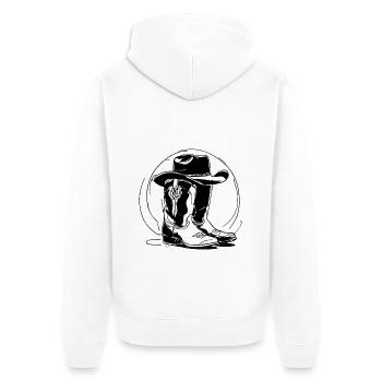 Stetson und Boots Western Country Line Dance - Unisex Premium Bio Zip Hoodie - Weiß - Hinten - Thijin (182cm)